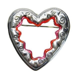 Heart Shaped Silver Red Pin